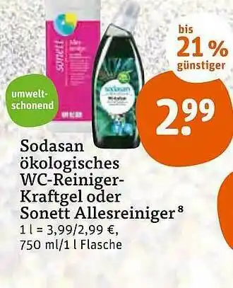 tegut Sodasan ökologisches Wc-reiniger-kraftgel Oder Sonett Allesreiniger Angebot