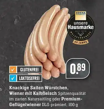 E-Center Knackige Saiten Würstchen, Wiener Mit Kalbfleisch Oder Premium-geflügelwiener Angebot