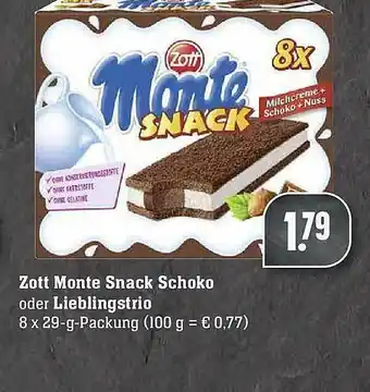 E-Center Zott Monte Snack Schoko Oder Lieblingstrio Angebot