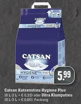 E-Center Catsan Katzenstreu Hygiene Plus Oder Ultra Klumpstreu Angebot