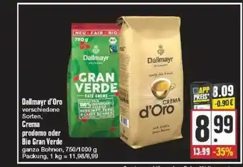 Edeka Dallmayr D'oro Crema Prodomo Oder Bio Gran Verde Angebot