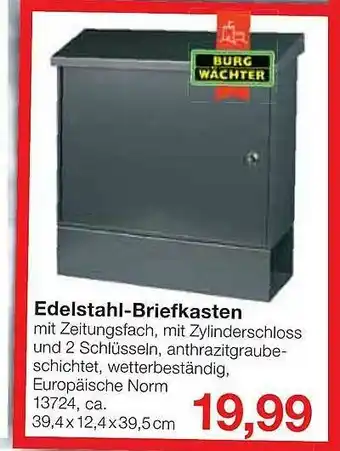 Jawoll Edelstahl-briefkasten Burg Wachter Angebot