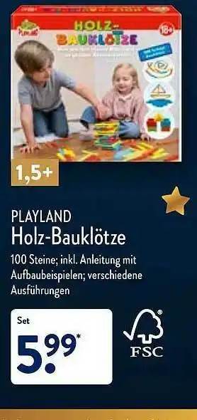 Aldi Nord Playland Holz-bauklötze Angebot