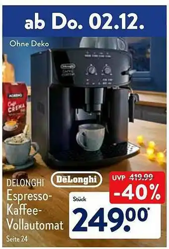 Aldi Nord Delonghi Espresso-kaffee-vollautomat Angebot