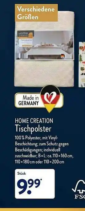 Aldi Nord Home Creation Tischpolster Angebot