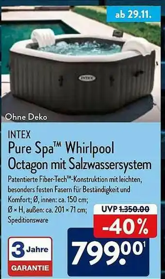 Aldi Nord Intex Pure Spa Whirlpool Octagon Mit Salzwassersystem Angebot