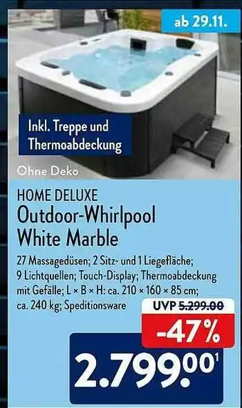 Aldi Nord Home Deluxe Outdoor-whirlpool White Marble Angebot