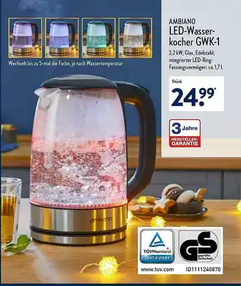 Aldi Nord Ambiano Led-wasserkocher Gwk-1 Angebot