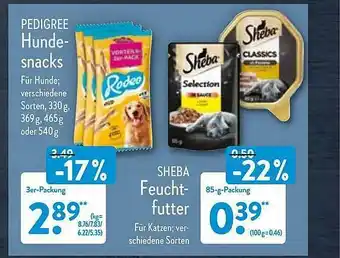 Aldi Nord Pedigree Hundesnacks Oder Sheba Feuchtfutter Angebot