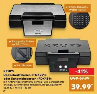 Kaufland Krups Doppelwaffeleisen Fdk251 Oder Sandwichtoaster Fdk451 Angebot
