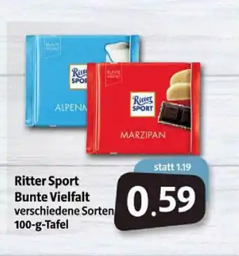 Markant Markt Ritter Sport Bunte Vielfalt Verschiedene Sorten Angebot