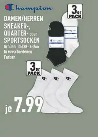 Marktkauf Damen Herren Sneaker- Quarter- Oder Sportsocken Champion Angebot