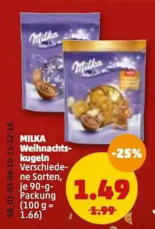 PENNY Milka Weihnachts-kugeln Angebot