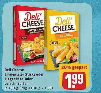 REWE Deli Cheese Emmentaler Sticks Oder Ziegenkäse Taler Angebot