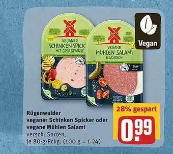 REWE Rügenwalder Mühle Veganer Schinken Spicker Oder Vegane Mühlen Salami Angebot