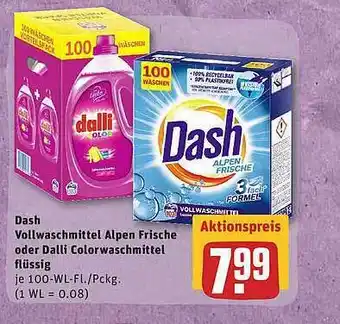 REWE Dash Vollwaschmittel Alpen Frische Oder Dalli Colorwaschmittel Flüssig Angebot