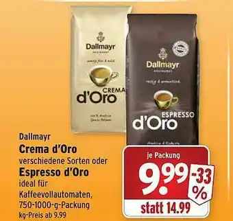 Wasgau Dallmayr Crema D'oro Oder Espresso D'oro Angebot