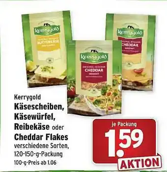 Wasgau Kerrygold Käsescheiben Käsewürfel, Reibekäse Oder Cheddar Flakes Angebot