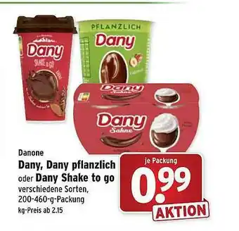 Wasgau Danone Dany, Dany Pflanzlich Oder Dany Shake To Go Angebot