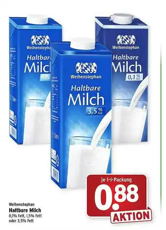 Wasgau Weihenstephan Haltbare Milch Angebot