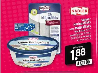 Wasgau Nadler Sahne Heringsfilets Oder Matjesfilets Angebot