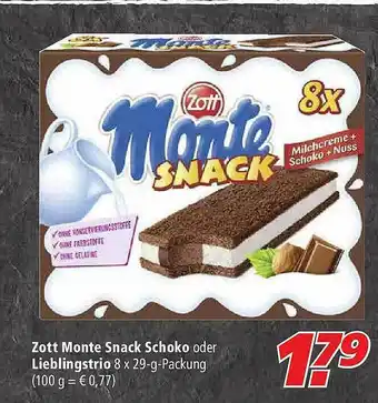 Marktkauf Zott Monte Snack Schoko Oder Lieblingstrio Angebot