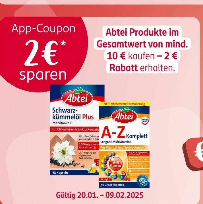 Abtei schwarzkümmelöl plus a-z komplett Angebot bei Rossmann