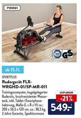 Aldi Nord Sportplus Rudergerät Flx-wrghd-01.sp-mr-011 Angebot