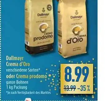 diska Dallmayr Crema D'oro Oder Crema Prodomo Angebot