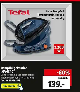 Lidl Dampfbügelstation „gv6840” Tefal Angebot