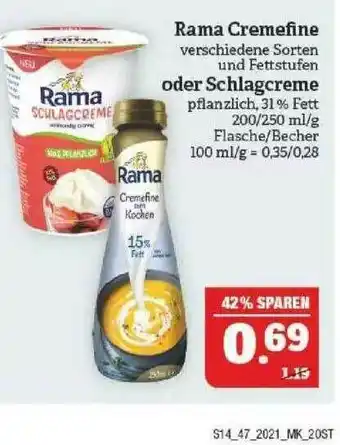 Marktkauf Rama Cremefine Oder Schlagcreme Angebot