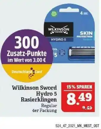 Marktkauf Wilkinson Sword Hydro 5 Rasierklingen Angebot