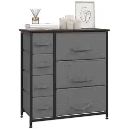 Netto Marken-Discount HOMCOM Kommode mit 7 faltbaren Stoffschubladen grau 63,5 x 30 x 71 cm (BxTxH) Angebot