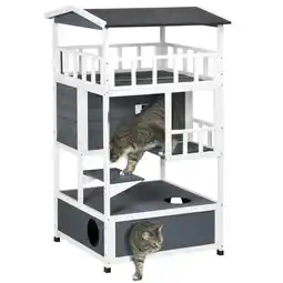 Netto Marken-Discount PawHut Katzenhaus 4-stöckig 78 x 76 x 140 cm (BxTxH) Angebot