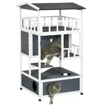 Netto Marken-Discount PawHut Katzenhaus 4-stöckig 78 x 76 x 140 cm (BxTxH) Angebot