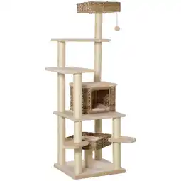 Netto Marken-Discount PawHut Kratzbaum mehrstöckig beige, braun 55 x 55 x 174 cm Angebot