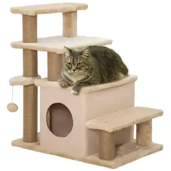 Netto Marken-Discount PawHut Hundetreppe mit Hütte beige 60L x 40B x 66H cm Angebot