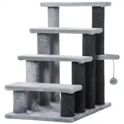 Netto Marken-Discount PawHut Haustiertreppe mit Stufen grau 60L x 40B x 64H cm Angebot