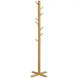Netto Marken-Discount HOMCOM Garderobenständer mit 8 Haken und Kreuzfuß natur 49,5L x 49,5B x 178H cm Angebot