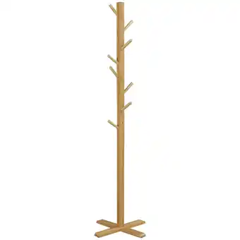 Netto Marken-Discount HOMCOM Garderobenständer mit 8 Haken und Kreuzfuß natur 49,5L x 49,5B x 178H cm Angebot