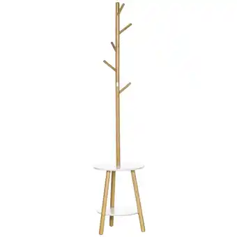 Netto Marken-Discount HOMCOM Garderobenständer mit Ablagetischen natur 39,5L x 39,5B x 171H cm Angebot