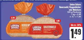 Edeka Lieken urkorn bauernmild, roggenbäcker oder mehrkorn Angebot