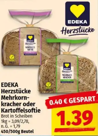 nah & gut EDEKA Herzstücke Mehrkornkracher oder Kartoffelsoftie Angebot