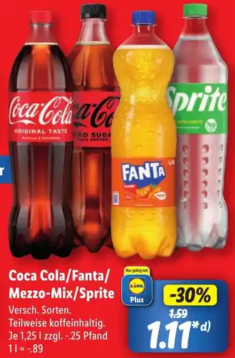 Lidl Coca Cola/Fanta/ Mezzo-Mix/Sprite Angebot