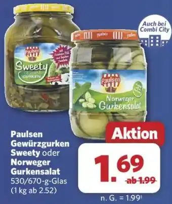 Combi Paulsen Gewürzgurken Sweety oder Norweger Gurkensalat Angebot