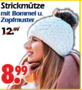 Wreesmann Strickmütze mit Bommel u. Zopfmuster Angebot