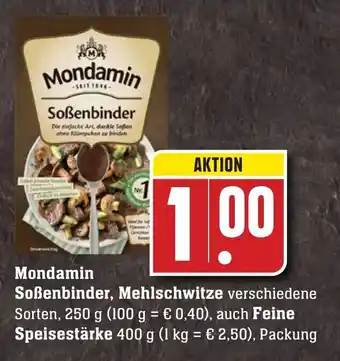 Edeka Neukauf Mondamin Soßenbinder, Mehlschwitze 250g auch Feine Speisestärke 400g Angebot