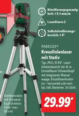 Lidl PARKSIDE Kreuzlinienlaser mit Stativ Angebot