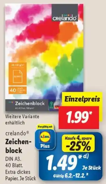 Lidl crelando Zeichenblock Angebot