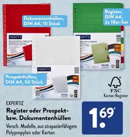 Aldi Süd EXPERTIZ Register oder Prospekt- bzw. Dokumentenhüllen Angebot